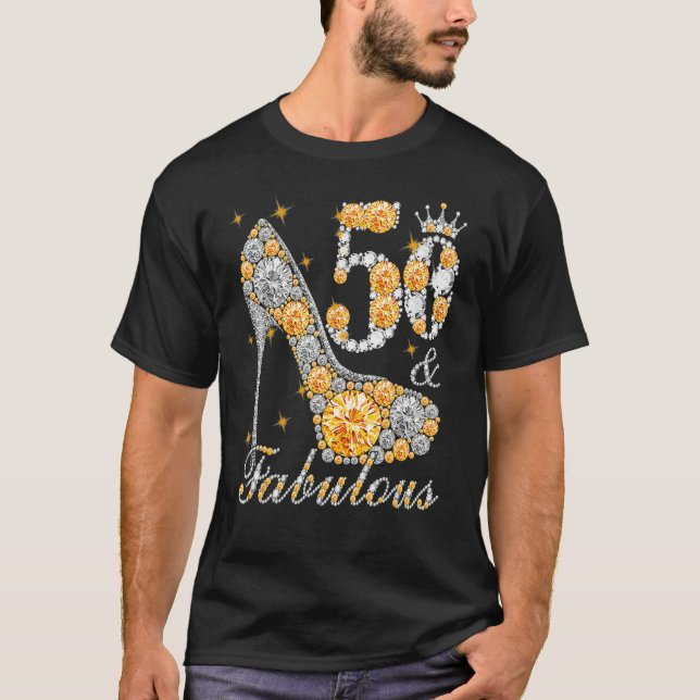 50 & Fabulous 50 Years Old 50th Birthday Diamond C T-Shirt (Front)