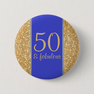 50 & Fabulous 50th Birthday 6 Cm Round Badge