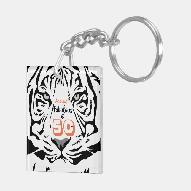 50 Fabulous 50th Birthday Black Bengal Tiger Art Key Ring Zazzle
