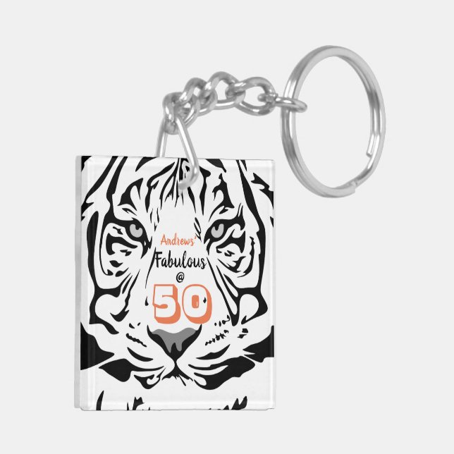 50 Fabulous 50th Birthday Black Bengal Tiger Art Key Ring Zazzle