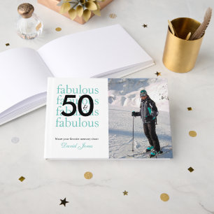 50 & Fabulous 50th Birthday Custom Photo Name Guest Book