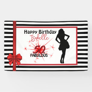 50 & FABULOUS 50th Birthday Modern Stripes Banner