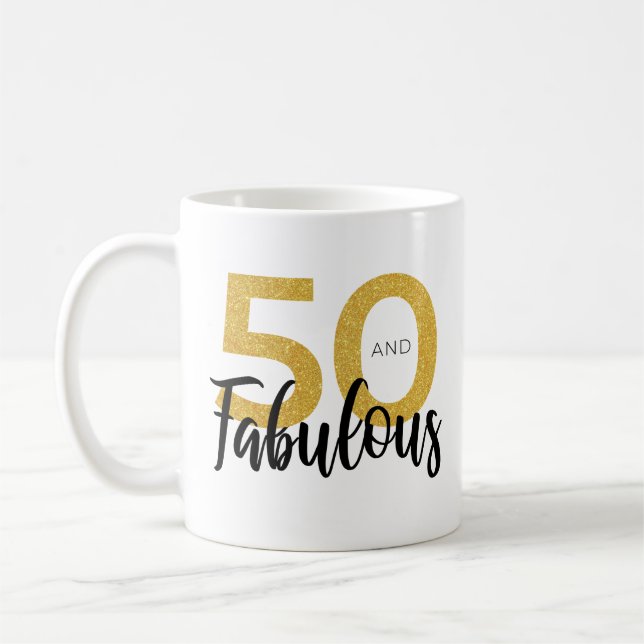50 + Fabulous 50th Birthday Party Gift Coffee Mug (Left)