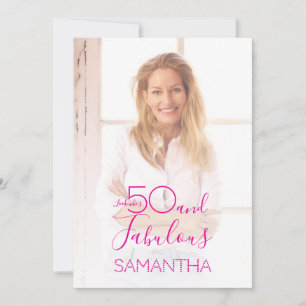 50 & Fabulous 50th Birthday Party Minimal Photo Invitation
