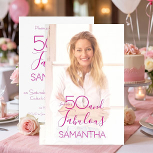50 & Fabulous 50th Birthday Party Minimal Photo Invitation
