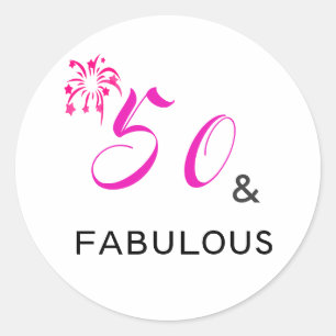 50 & FABULOUS 50th Birthday Party Round Sticker