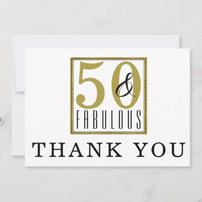 50 & Fabulous 50th Birthday Party Thank You Card (Front)
