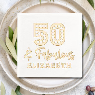50 & Fabulous 50th Birthday Personalised Name Foil Napkins