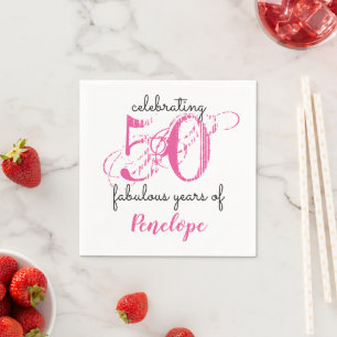 50 fabulous 50th Birthday pink Paper Napkins