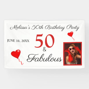 50 & Fabulous Add Photo Name & Date 50th Birthday Banner