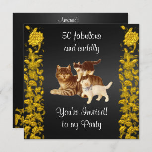 50 Fabulous and cuddly birthday Party cats Invitation