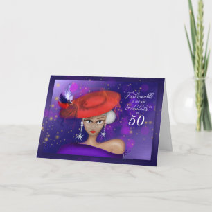 50 Fabulous and Fashionable Red Purple Birthday Card