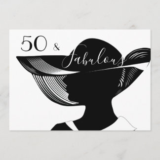 50 & Fabulous | B&W elegant art deco design Invitation