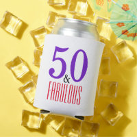50 & Fabulous Beach Birthday Drink Sleeve