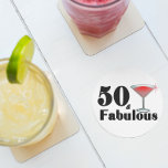 50 & Fabulous Birthday Babe Coaster Set<br><div class="desc">50 & Fabulous Birthday Babe Coasters feature cool text in black that says, "50 & Fabulous, " and a red cocktail in a sparkling Martini glass. These coasters are part of a collection of coordinated items for a birthday bash for the person who's 50 & Fabulous in your life. See...</div>