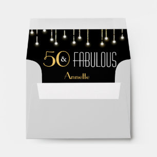 50 & Fabulous Birthday Black Gold Return Address Envelope