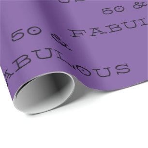 50 & Fabulous Birthday Black Text Wrapping Paper
