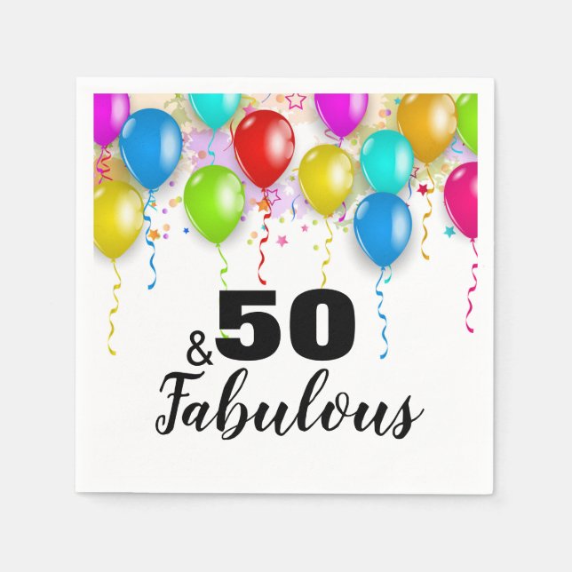 50 & Fabulous Birthday Celebration Cocktail Napkin (Front)
