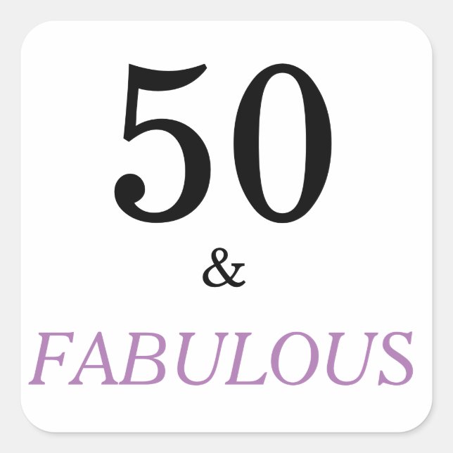  50 Fabulous Birthday Funny Quote Black Pink Text Square Sticker (Front)