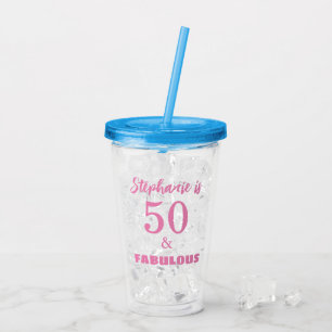 50 Fabulous Birthday Gift Favour Name Monogram Acrylic Tumbler