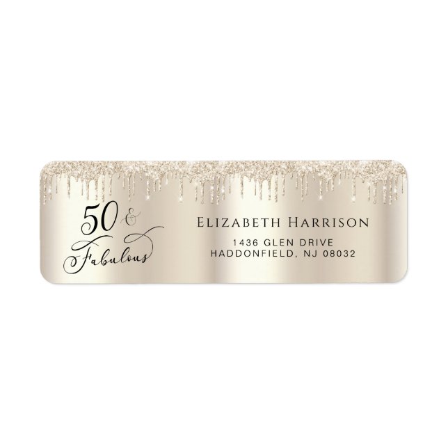 50 Fabulous Birthday Glitter Gold (Front)