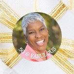 50 fabulous birthday gold name classic round sticker<br><div class="desc">Elegant,  classic,  50 (or any age) and fabulous birthday sticker. Personalise and add a photo.  Text 50 & Fabulous. White text.</div>