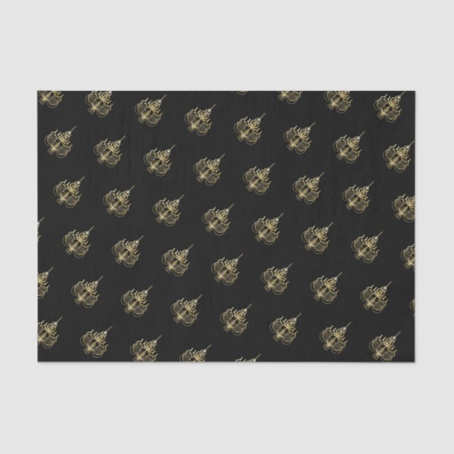 50 & Fabulous Birthday Golden Chandeliers Tissue Paper (Front)