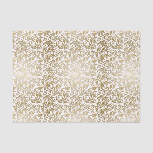 50 & Fabulous Birthday Golden Decorative Swirls Tissue Paper (Front)