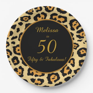 50 Fabulous Birthday Leopard Print Paper Plate