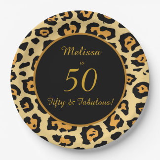50 Fabulous Birthday Leopard Print Paper Plate
