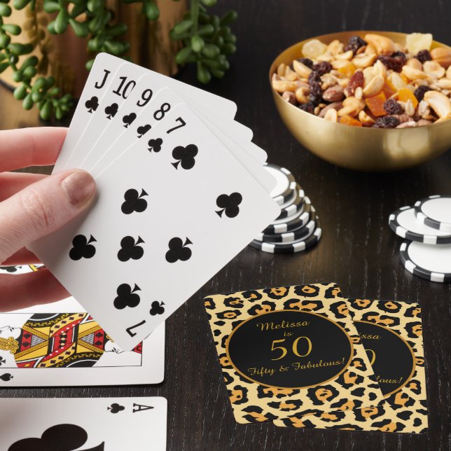 50 Fabulous Birthday Leopard Print  Playing Cards (In Situ)