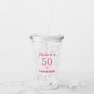 50 Fabulous Birthday Name Monogram Gift Favor 2024 Acrylic Tumbler