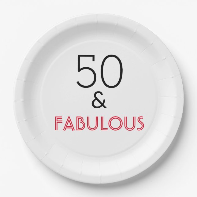 50 & Fabulous Birthday Paper Plate (Front)