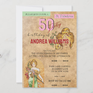 50 Fabulous, Birthday Party, Art, Spring Goddess Invitation