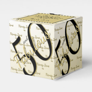 50 & Fabulous Birthday Party Black/Gold Message Favour Box