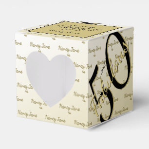 50 & Fabulous Birthday Party Black/Gold Message Favour Box