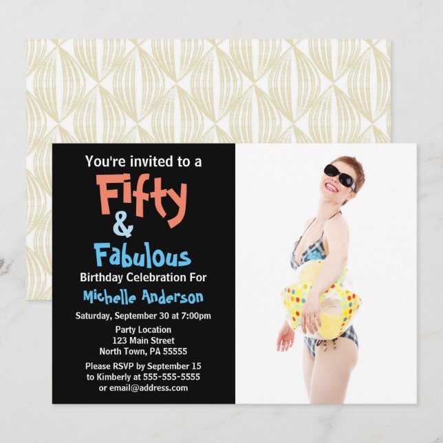 50 & Fabulous Birthday Party Invitation (Front/Back)