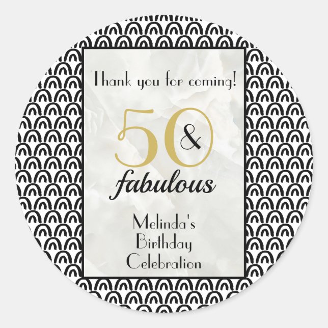 50 & Fabulous Birthday Party Thank You Classic Round Sticker (Front)