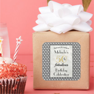 50 & Fabulous Birthday Party Thank You Square Sticker