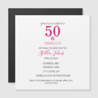 50 & Fabulous Birthday Pink Fuchsia White