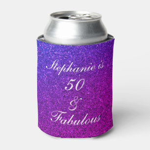 50 Fabulous Birthday Pink Purple Glitter Gift 2024 Can Cooler