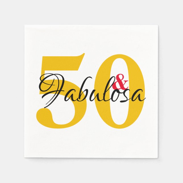 50 & Fabulous Birthday Spanish Napkin (Front)
