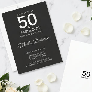 50 & Fabulous Black Elegant Invite