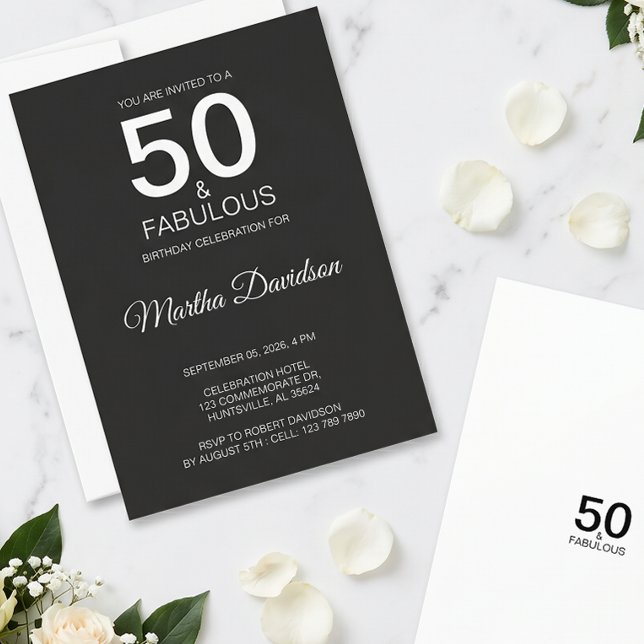 50 & Fabulous Black Elegant Invite (50 & Fabulous Black Elegant Invite)