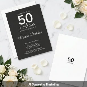 50 & Fabulous Black Elegant Invite