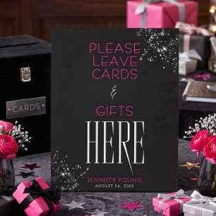 50 Fabulous Black Pink Glam Sparkle Birthday Pedestal Sign