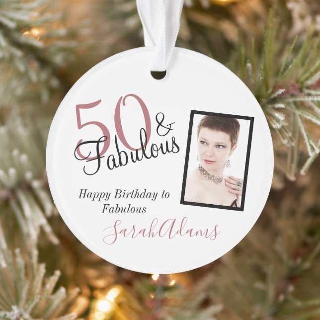 50 & Fabulous Black Shade Birthday Acrylic Ornament (Tree)