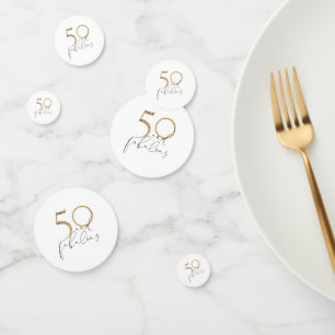 50 & Fabulous Black & White Gold 50th Birthday Confetti