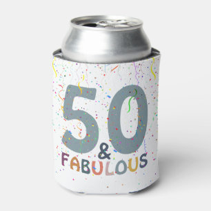 50 & Fabulous Blue Confetti Birthday Celebration Can Cooler