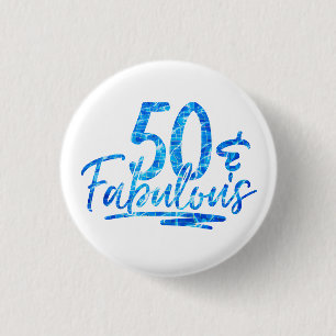 50 & Fabulous Blue Swimming Pool 50th Birthday 3 Cm Round Badge